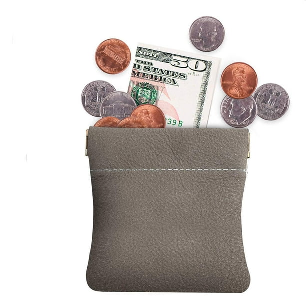 Pouch Made IN U.S.A Genuine Leather Squeeze Coin Purse Change Holder For Men//Woman Size 3.5 X 3.5